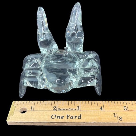 Crystal Clear Art Glass Crab Paperweight Figural Sea Life Figurine Beach Decor - Picture 8 of 12